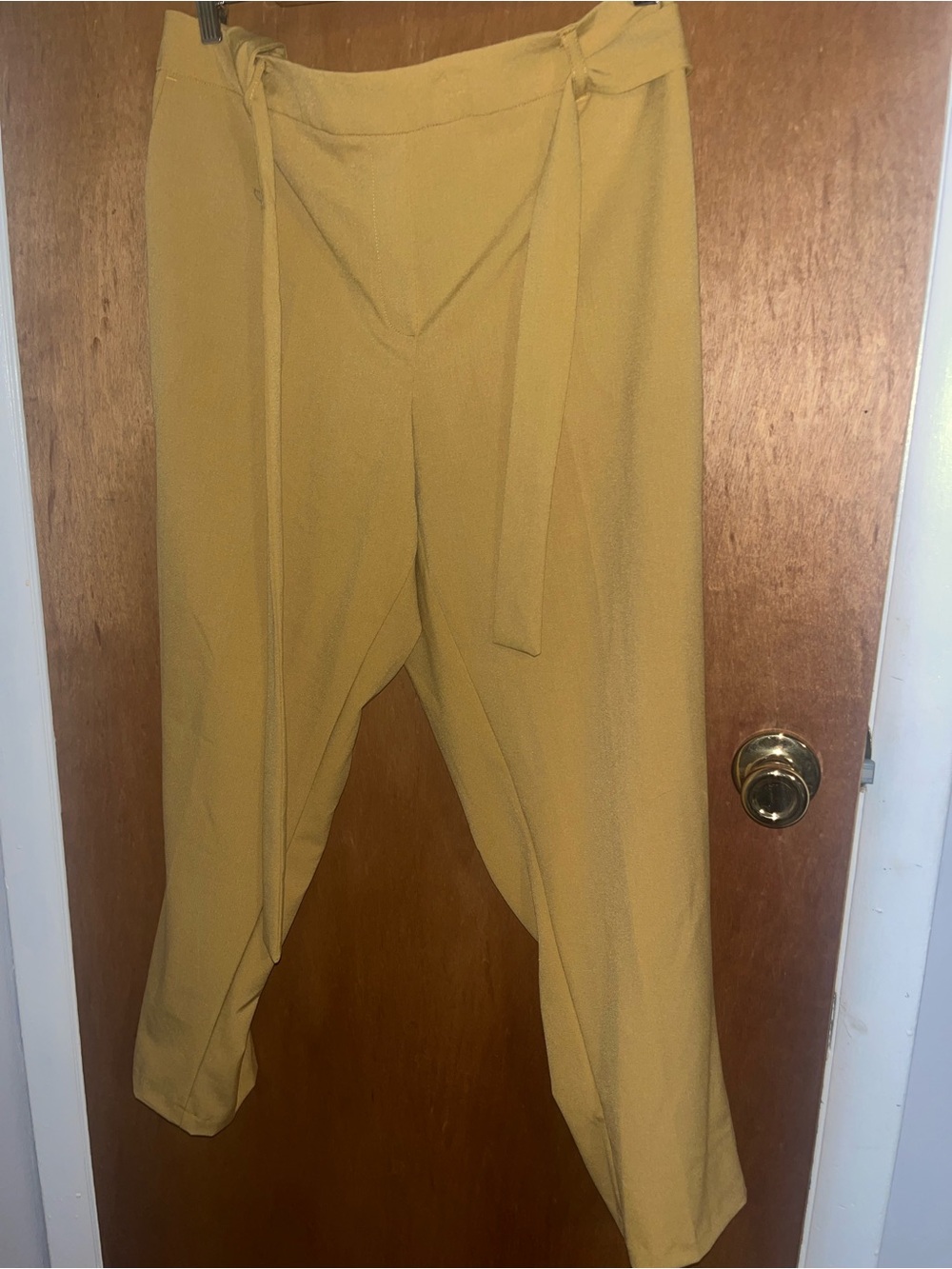 Jules & Leopold Mustard Tie-Waist Tapered Trousers